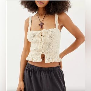 UO Carmella Lace-Up Sweater Tank Top